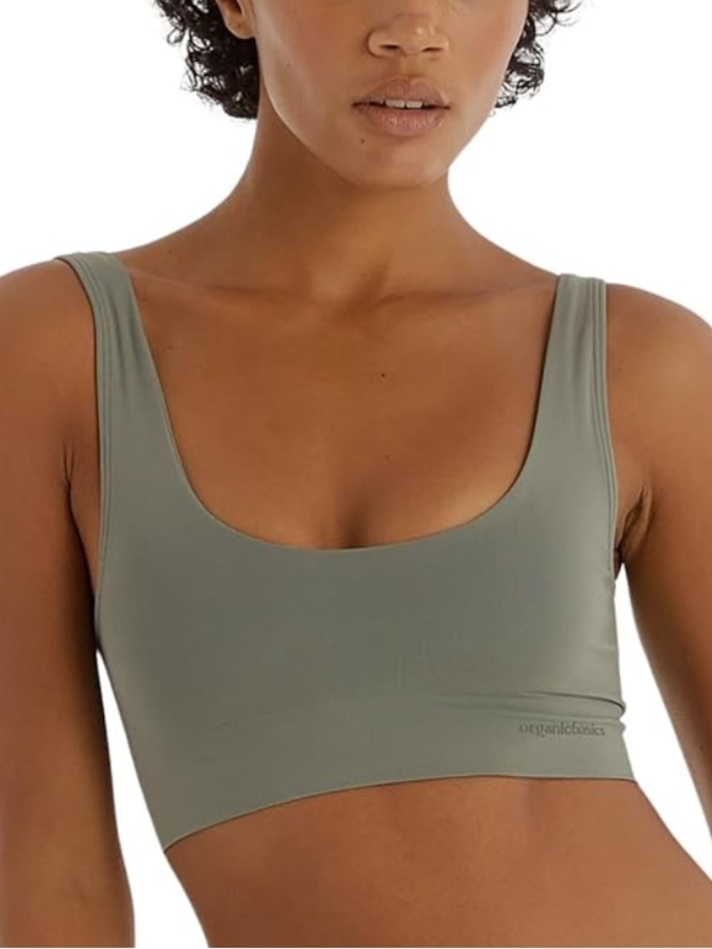 Organic Basics Smooth Scoop Neck Bralette in Seaweed (Damaged)